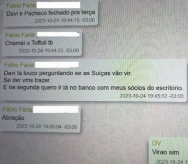 Suposta conversa obtida pela Polícia Federal. Foto: Reprodução/Internet