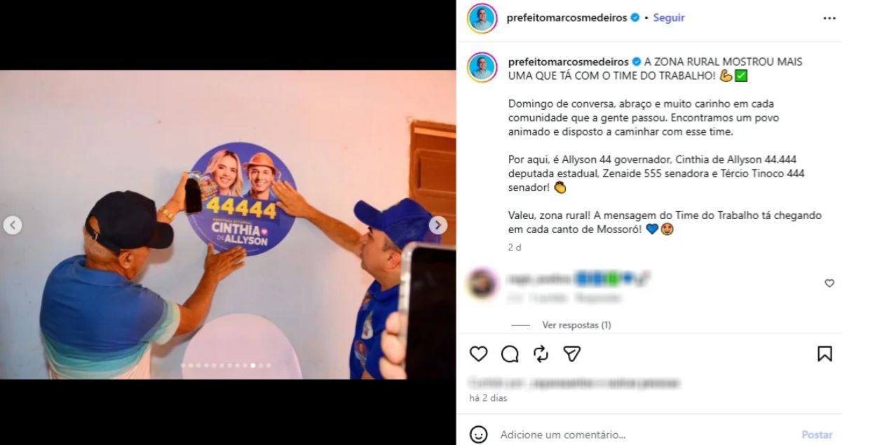 Registros da atividade de campanha estão nas redes sociais do prefeito – Foto: Reprodução