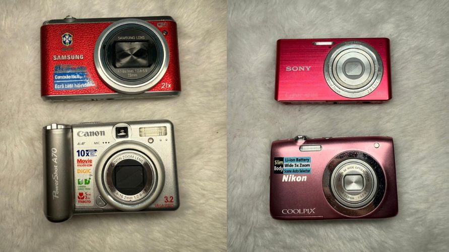 Modelos compactos das décadas de 2000 e 2010 voltaram a ser procurados por jovens interessados na estética e na experiência da fotografia digital retro. Foto: Cedida/Divulgação NEI DIGICAMS