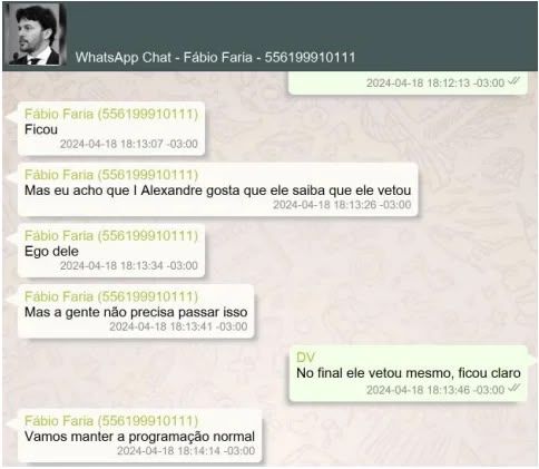 Quebra sigilo conversas entre Vorcaro, Moraes e Fábio Faria - PF