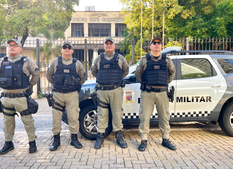 Policiamento reforçado pela PM nas zonas eleitorais em todo o RN. Foto: Divulgação/PMRN