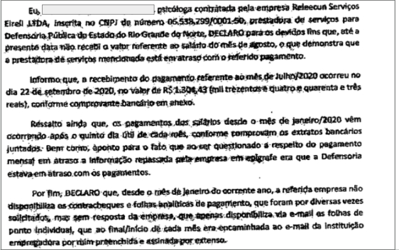 Declaração outra profissional