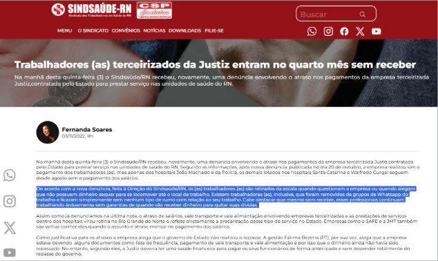Denúncia SindSaúde-RN